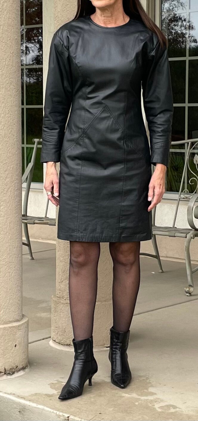 90s leather dress Vintage Black 1980 1990 Faux leather
