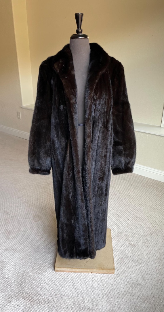ヴィンテージ ロング ダークブラウン ブラック ミンクファーコート