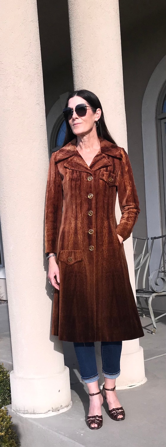 Vintage Roberta Di Camerino 2 Piece Long Velvet Maxi Coat Matching
