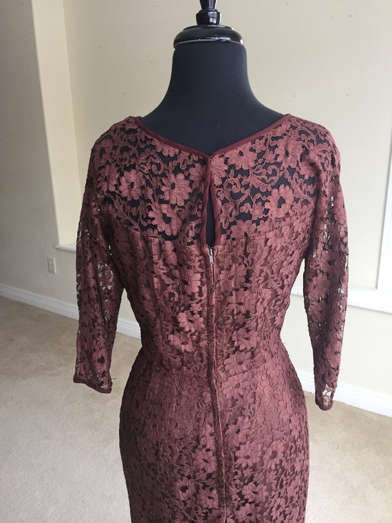 Vintage Brown Lace Fitted Dress Modern - image 7