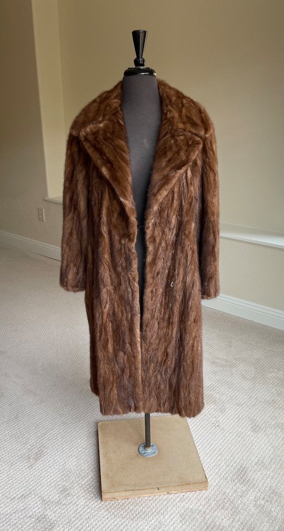 Vintage Long Chestnut Brown Mink Fur Coat Fitted … - image 10