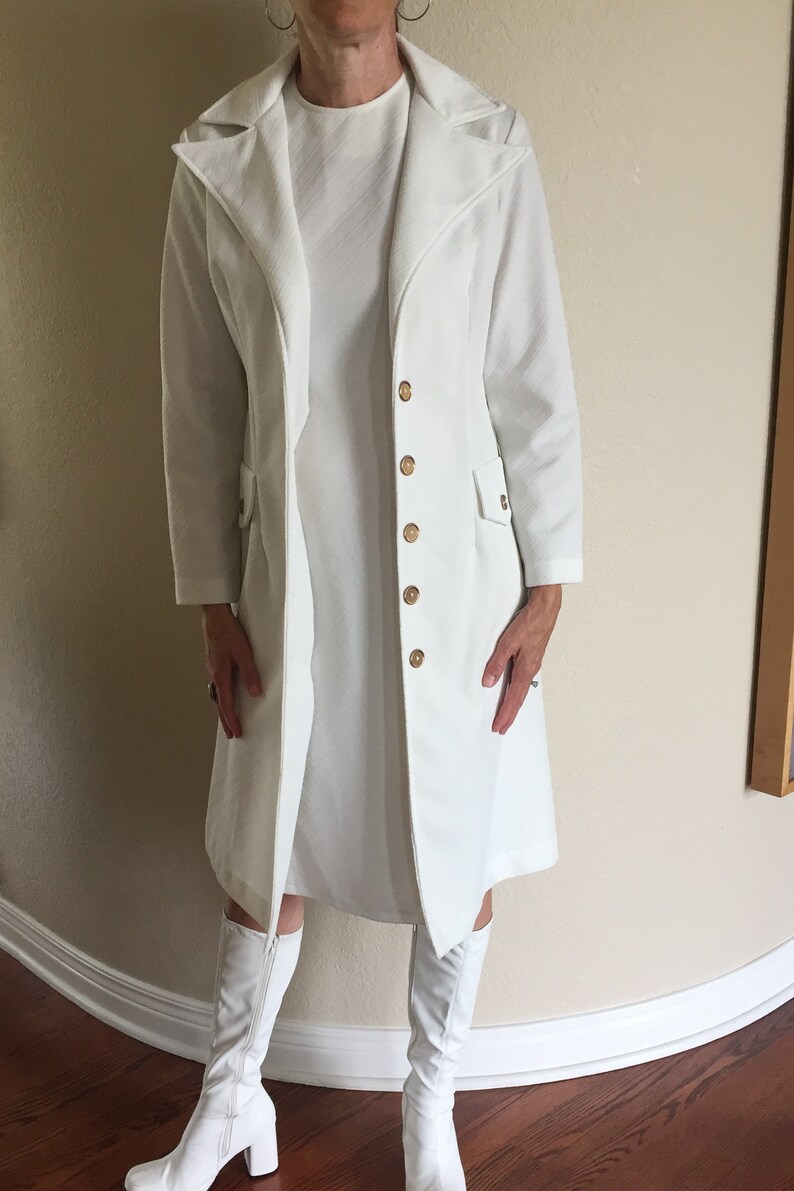 Vintage White Modern Sheath Dress Matching Coat 2 Piece Set | Etsy