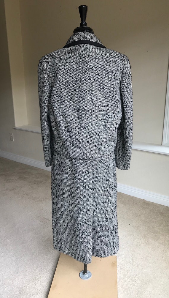 Vintage Black White Wool Tweed Dress Matching Jac… - image 3