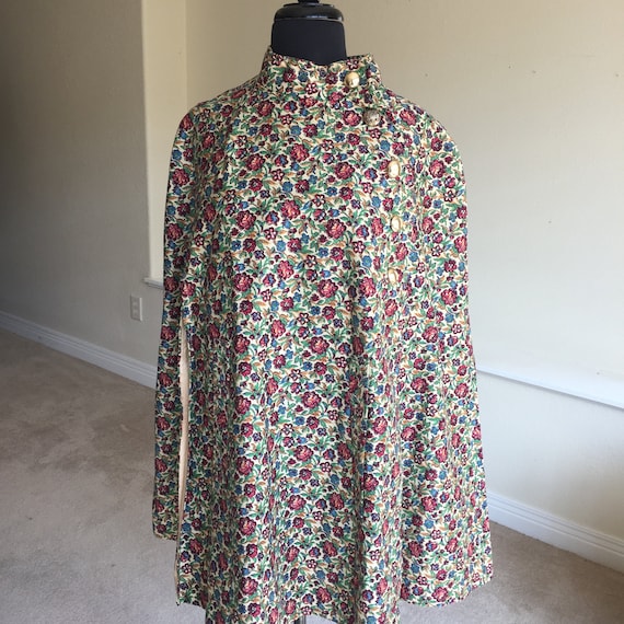 Tapestry Floral Print Cape 1960