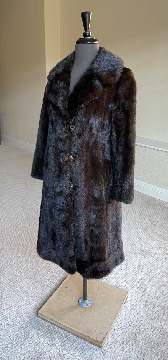 Vintage Long Dark Brown Mink Fur Coat Princess Cut - image 8
