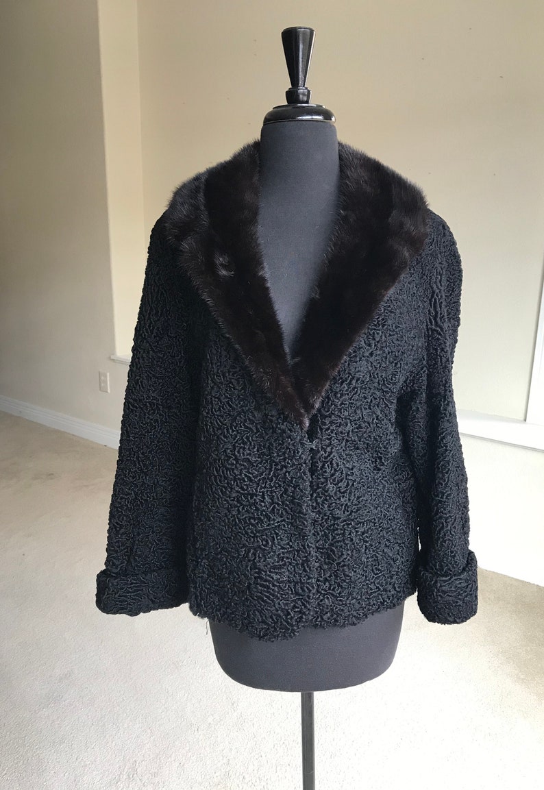 Vintage Black Persian Lambs Wool Fur Coat Jacket Mink Fur | Etsy