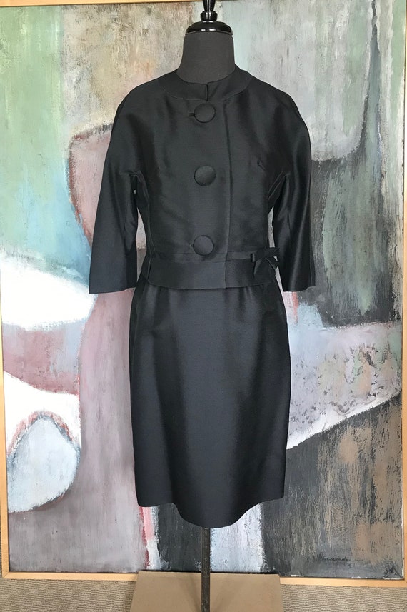 Vintage Modern Black 2 Piece Jacket Skirt Suit Set - image 8