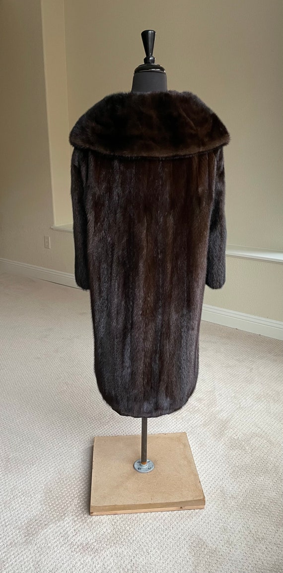 Vintage Long Dark Brown Mink Fur Coat Shawl Fur C… - image 9