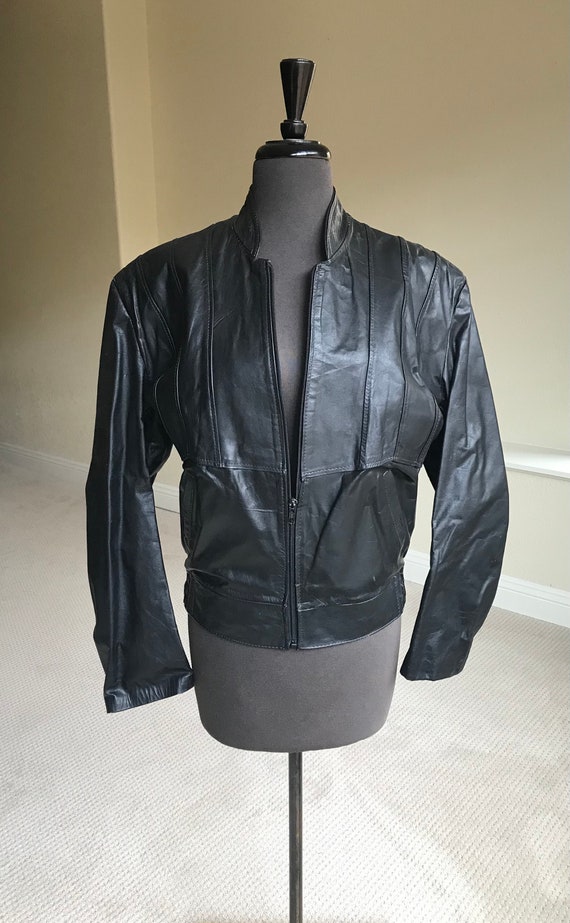 Vintage Modern Black Leather Moto Jacket Coat - image 4