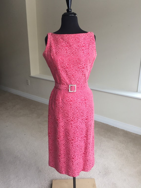 Vintage Modern Pink Fuchsia Pink Brocade Wiggle Pe