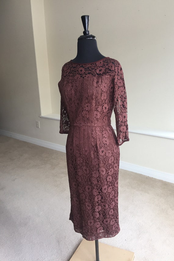 Vintage Brown Lace Fitted Dress Modern - image 10