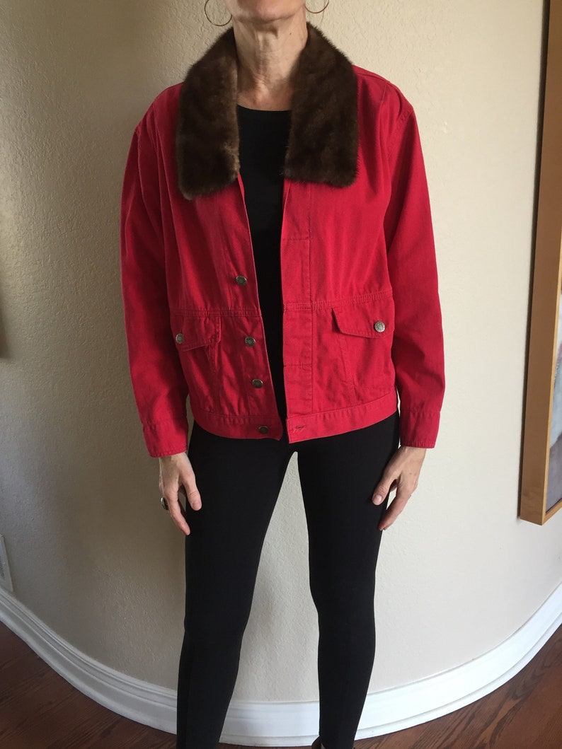 red jean jacket with fur