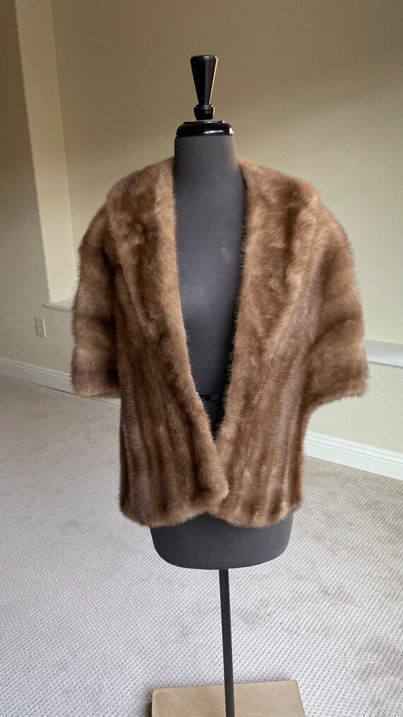 Vintage Light Brown Autumn Haze Mink Fur Stole Ca… - image 6