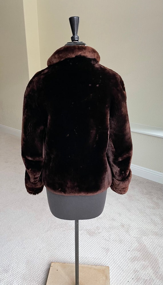 Vintage Short Brown Mouton Lamb Fur Jacket Coat A… - image 6