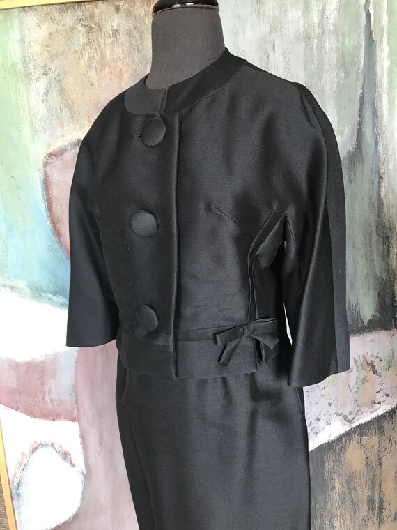 Vintage Modern Black 2 Piece Jacket Skirt Suit Set - image 9