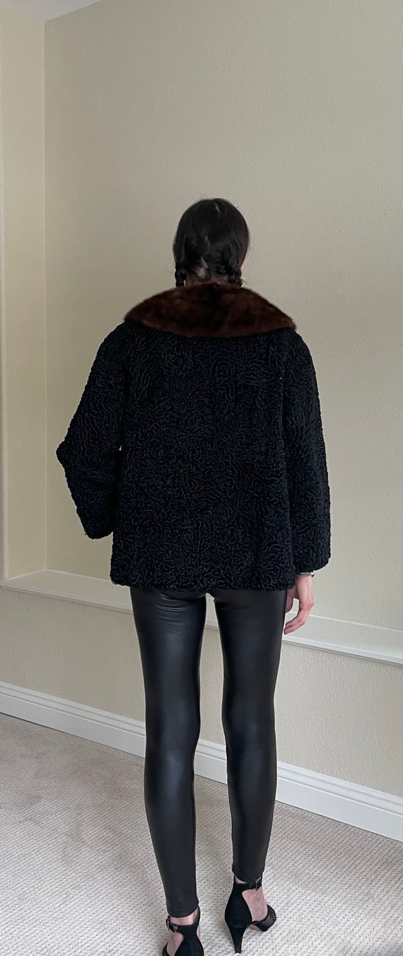 Vintage Short Black Persian Lamb Fur Jacket Mink … - image 7