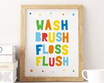 Flush The Toilet Printable Art Kids Bathroom Decor Children Etsy