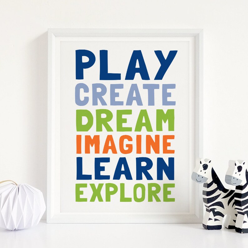 Kids Printable Art Play Create Dream Imagine Learn Explore Etsy