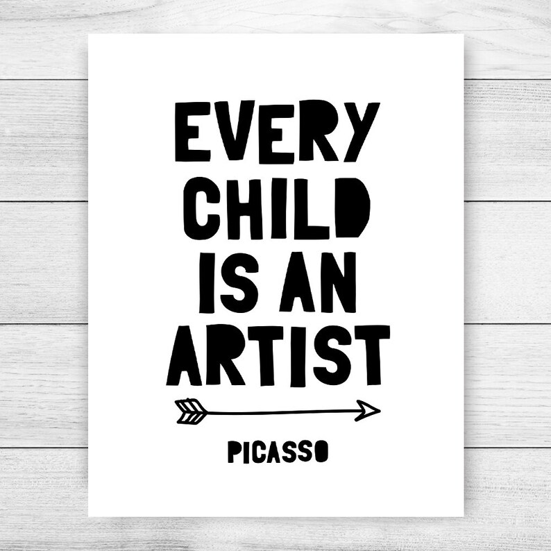 Every Child is an Artist Printable Art Monochrome Nursery Etsy