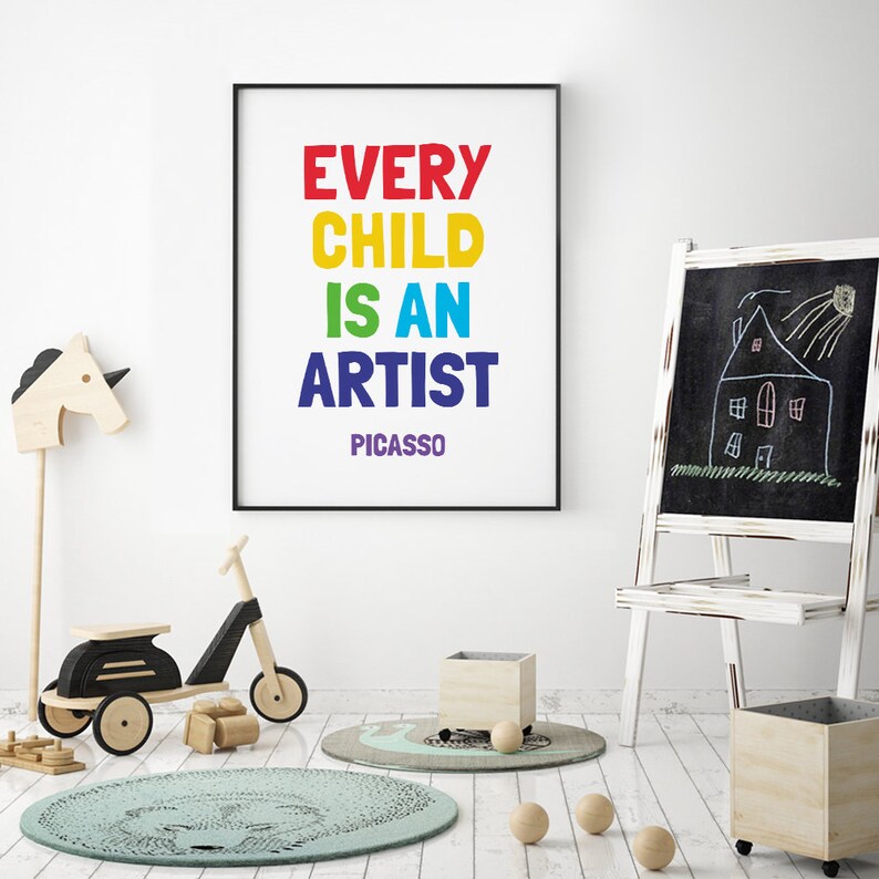 Every Child Is An Artist Printable Art Picasso Quote Etsy