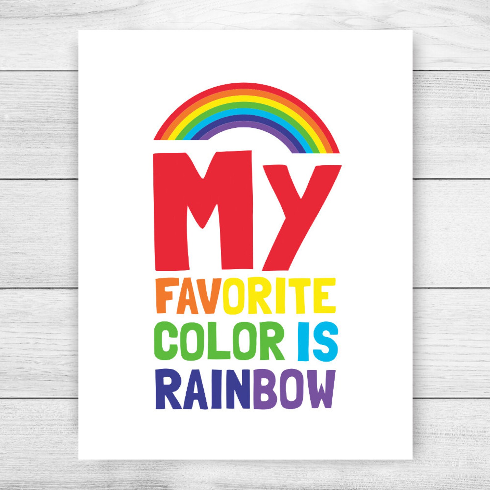 My Favorite Color is Rainbow Printable Art Rainbow Nursery Etsy