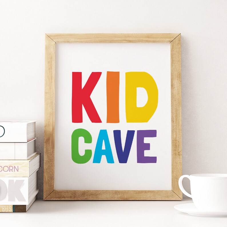 Nursery Decor Kids Wall Art Prints Kid Cave Sign *Instant Download* Kid Cave Printable Art Colourful Playroom Decor Kids Room Decor