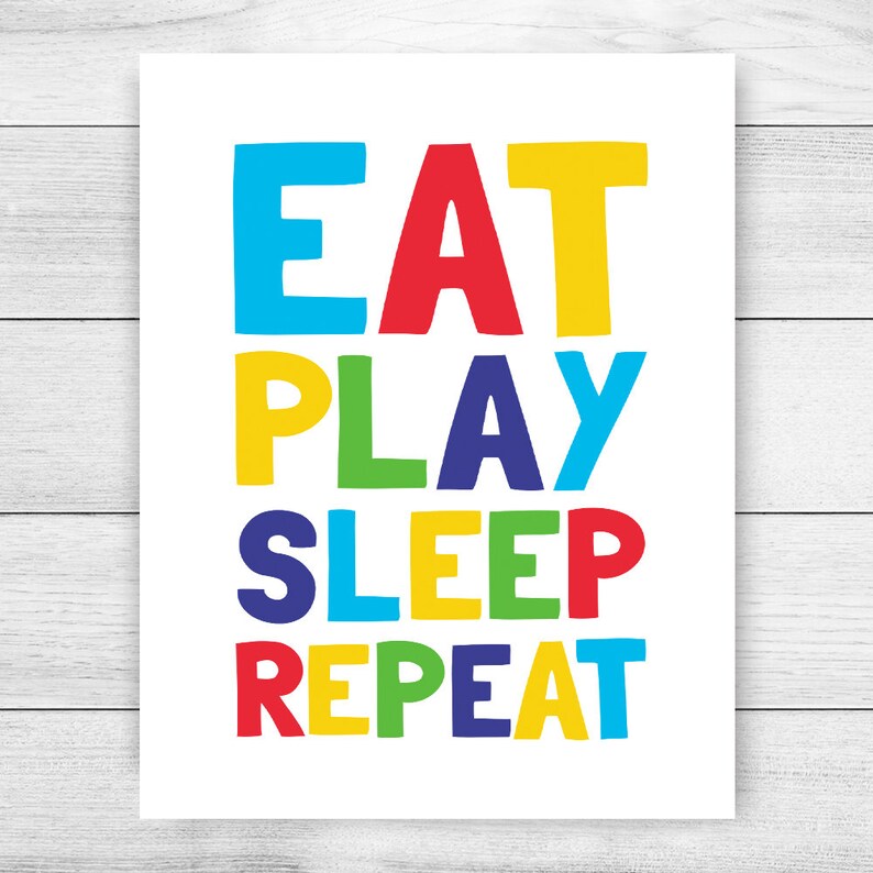 Eat Play Sleep Repeat Printable Art Baby Nursery Decor Kids Etsy