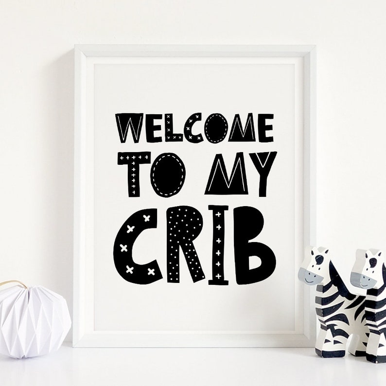 To My Crib Printable Art Monochrome Nursery Decor Etsy