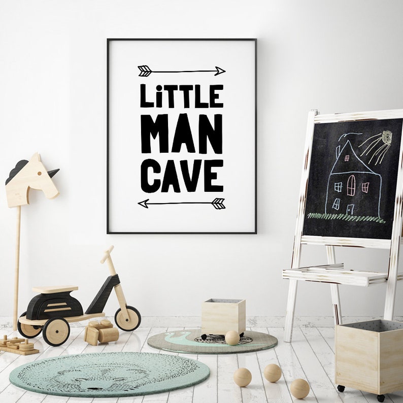 Little Man Cave Printable Art Boy Nursery Decor Boy Playroom Etsy