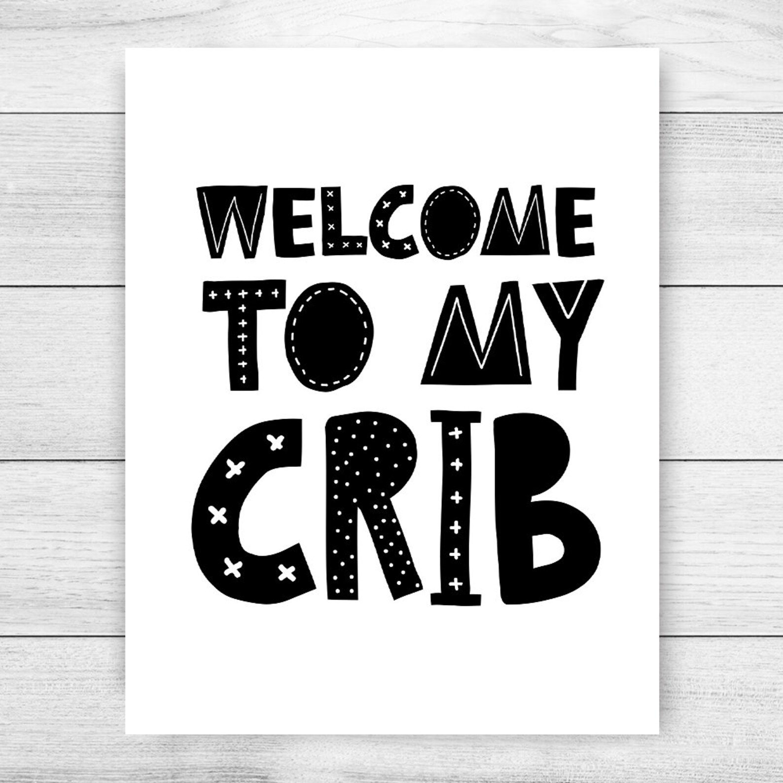 To My Crib Printable Art Monochrome Nursery Decor Etsy
