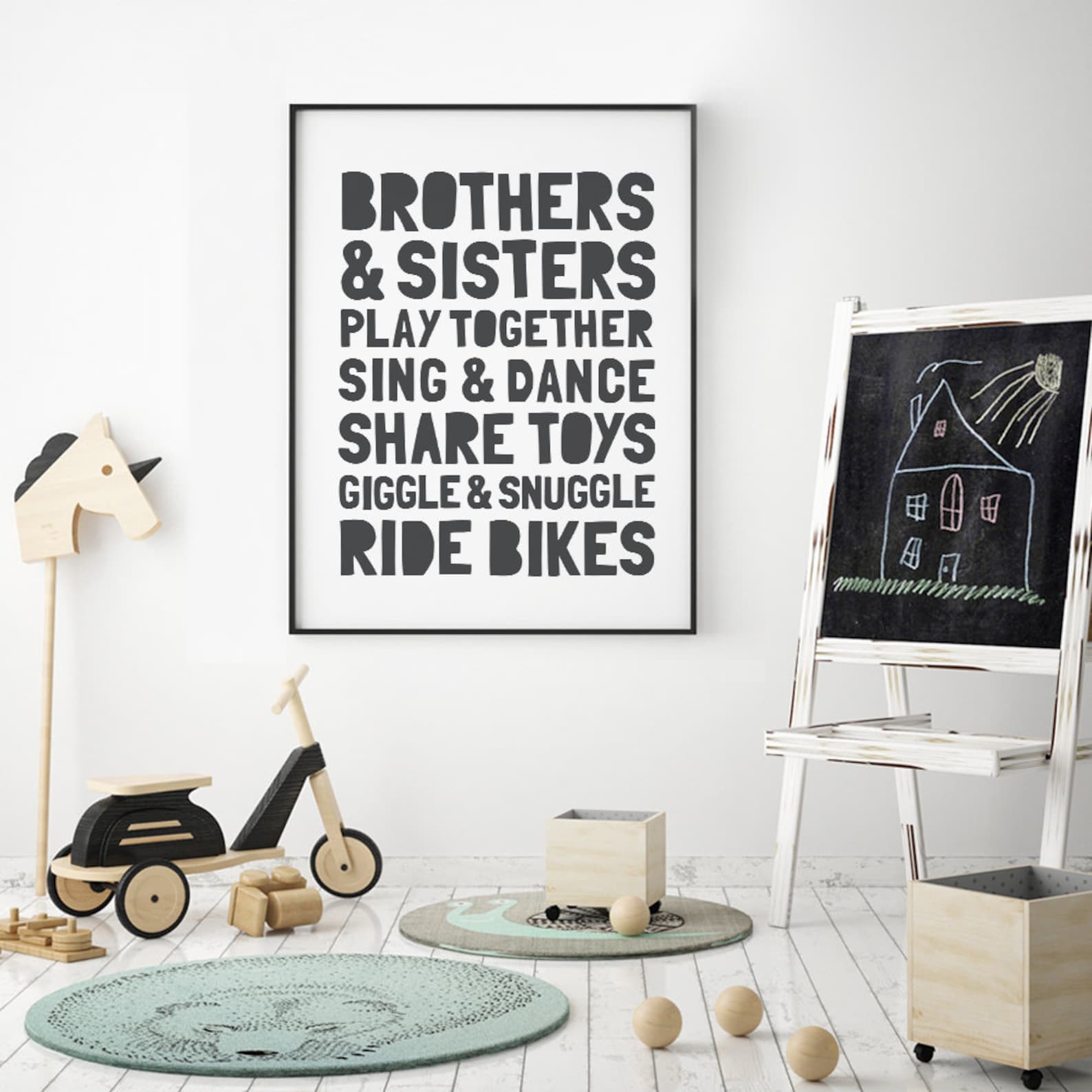 Brothers And Sisters Printable Art Siblings Print Grey Etsy