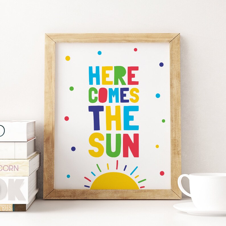 here comes the sun printable art kids quotes print nursery etsy