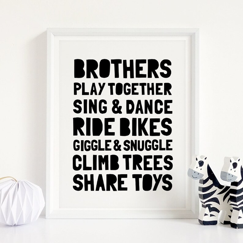 Brothers Printable Wall Art Boy Nursery Decor Brothers Wall Etsy