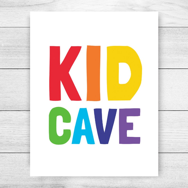 Nursery Decor Kids Wall Art Prints Kid Cave Sign *Instant Download* Kid Cave Printable Art Colourful Playroom Decor Kids Room Decor