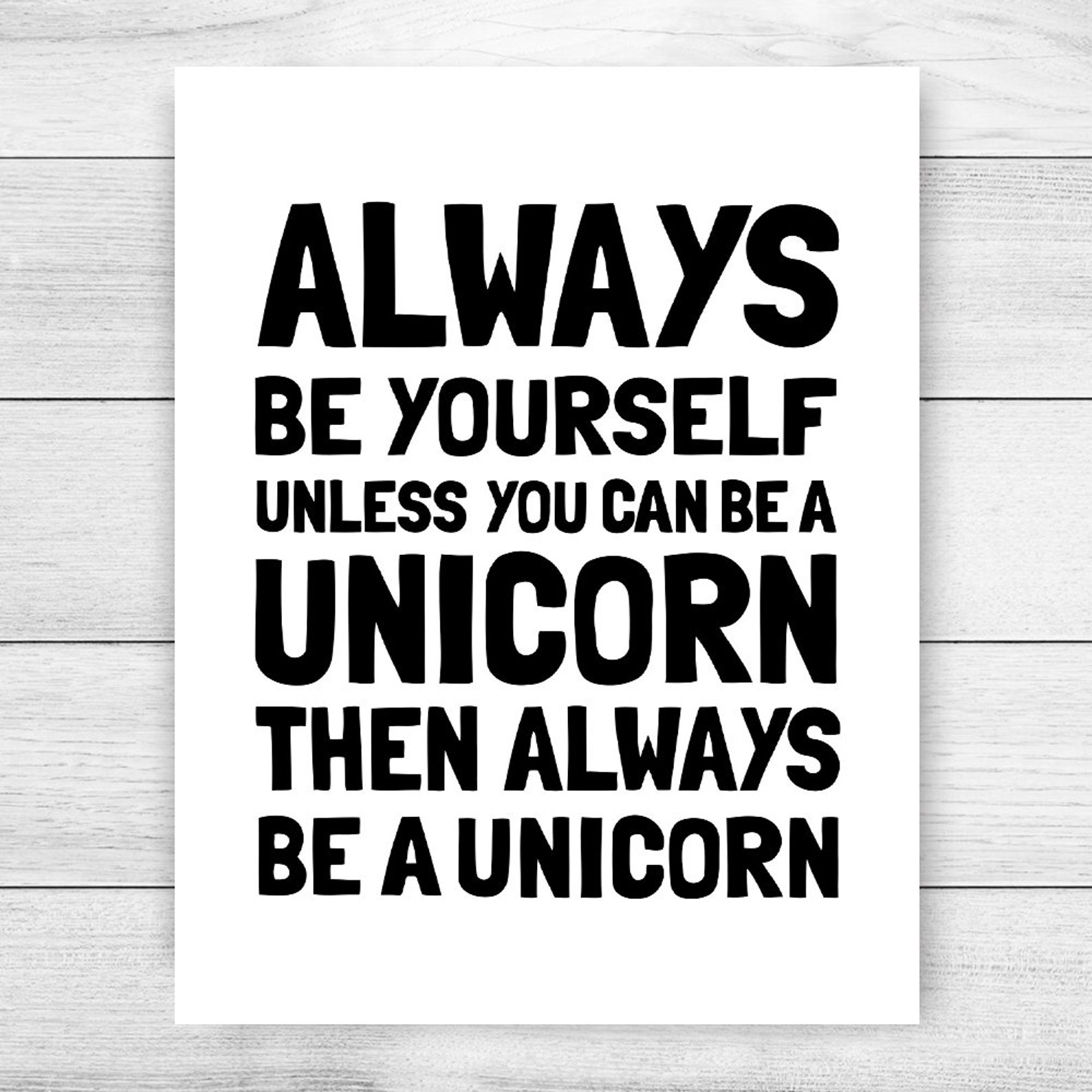 Always Be A Unicorn Printable Art Black & White Nursery Etsy