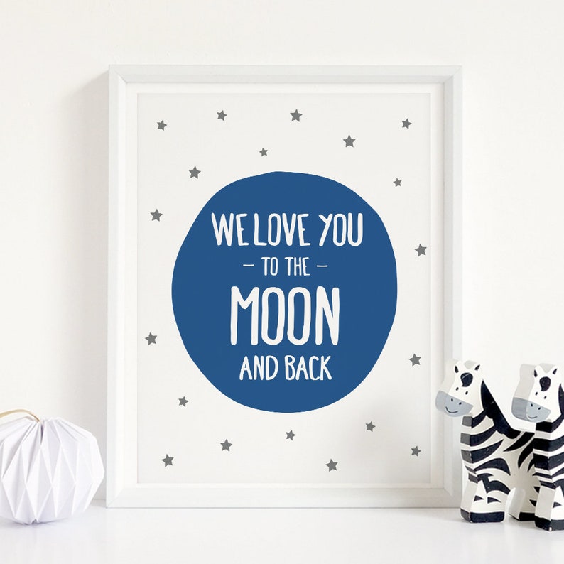 We Love You To The Moon And Back Printable Art Above Crib Decor Boy Nursery Print*INSTANT DOWNLOAD* Boy Room Wall Art Blue Nursery Decor