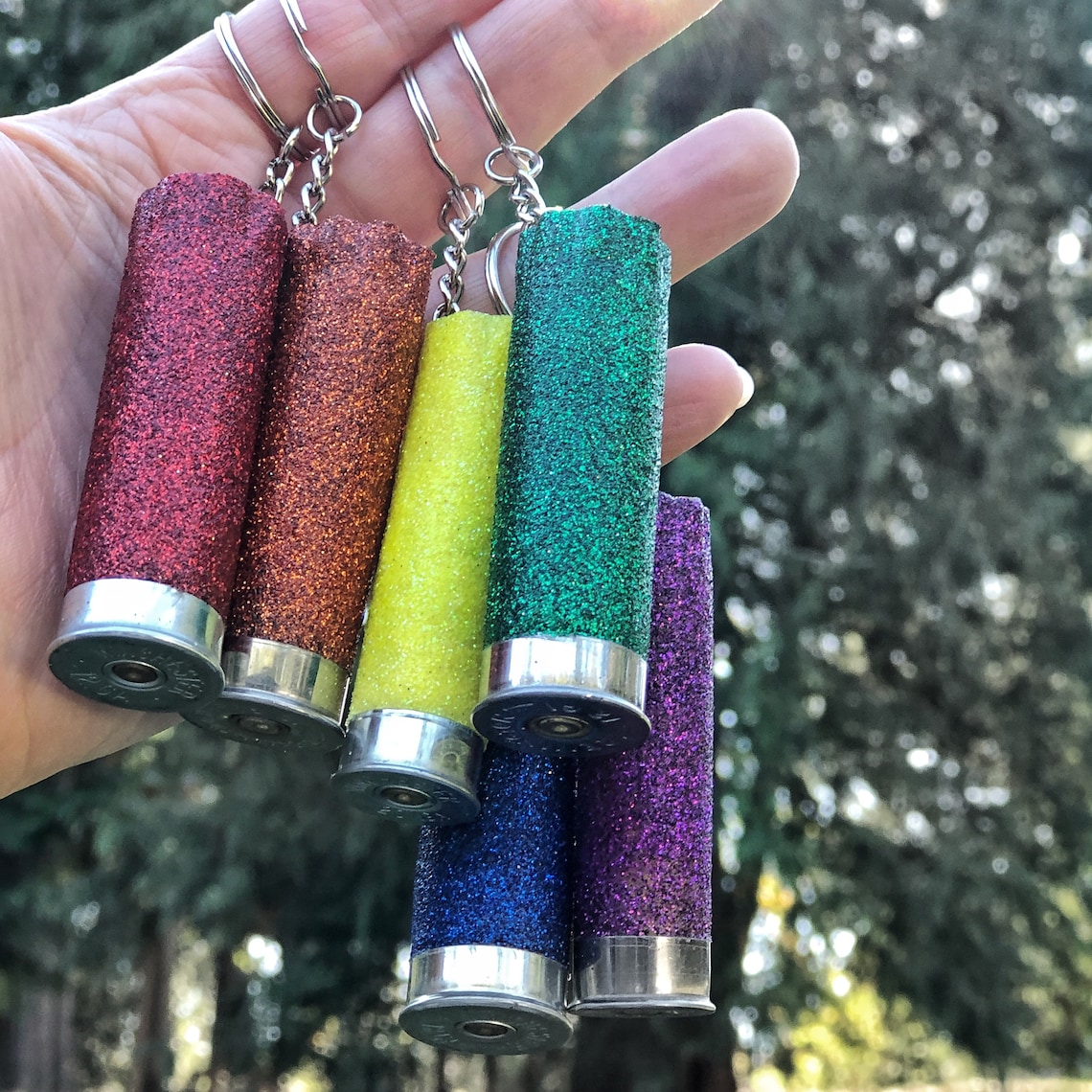 Glittered Shotgun Shell Keychain Etsy