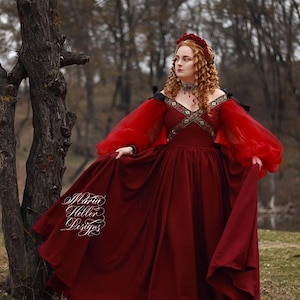 Aleth Dress - Renaissance Medieval Fantasy Dress, LARP, Cosplay, Ren Faire, Historical Costume, Elf, Princess, Ethereal Dress