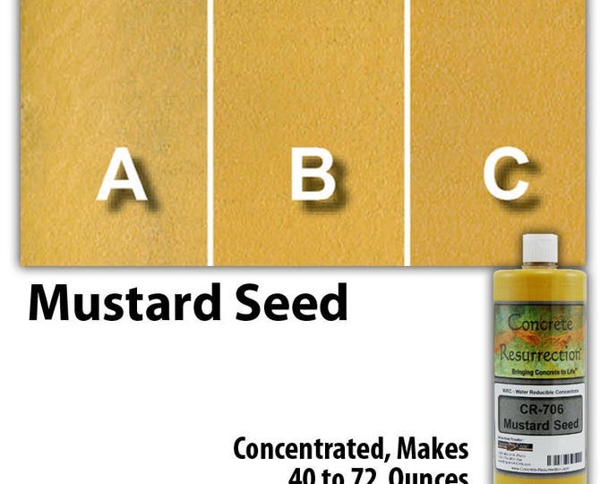 Water Based Concentrated Concrete Stain 8oz Bottle - Mustard Seed Interior or Exterior, Commercial or Residential, Free Shipping, UV Stable