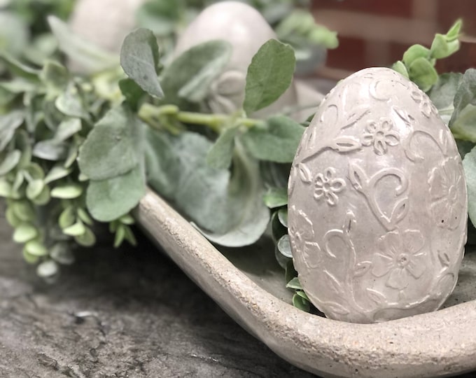 Decorative Concrete Spring Floral Egg Farmhouse Easter Egg Decoration Handmade in the USA Concrete Resurrection 4" tall