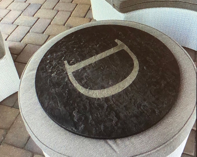 Customized Monogrammed Concrete Table Tops / Ottoman Trays w/ Subtle Stone Texture  Interior or Exterior Multiple Sizes and Colors Available
