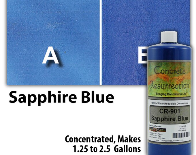 Water Based Concentrated Concrete Stain - Sapphire Blue Interior or Exterior, Commercial or Residential, Free Shipping, UV Stable