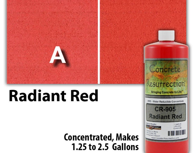 Water Based Conentrated Concrete Stain 32oz Bottle - Radiant Red Interior or Exterior, Commercial or Residential, Free Shipping, UV Stable