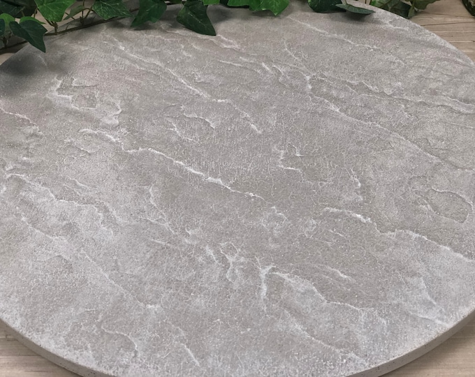 Stone Textured Concrete Lazy Susan White Wash CharcuterieBoard, Centerpiece, Wedding or Housewarming Gift, Ottoman Lazy Susan