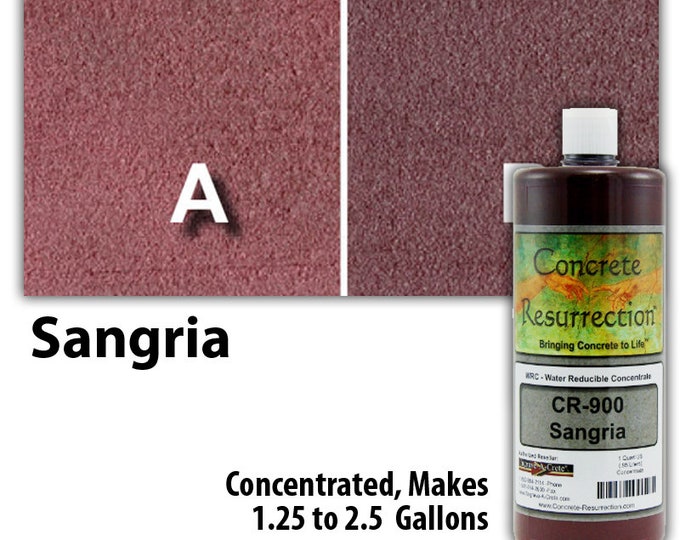 Water Based Conentrated Concrete Stain 32oz Bottle - Sangria Interior or Exterior, Commercial or Residential, Free Shipping, UV Stable