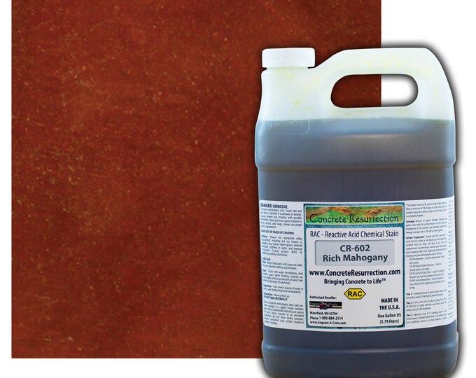 Concrete Stain Professional Easy to Use Acid Stain-Covers  100-400sq ft Creates Beautiful Highs and Lows  Rich Mahogany (Reddish Undertones)