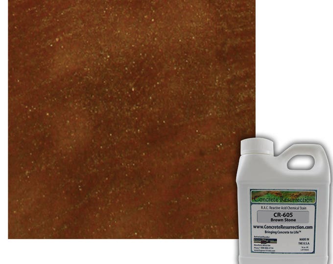 Concrete Stain Professional Easy to Use Acid Stain - Covers  25-65sq ft  Creates Beautiful Highs and Lows - Brown Stone (True Brown)