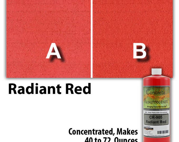 Water Based Concentrated Concrete Stain 8oz Bottle - Radiant Red Interior or Exterior, Commercial or Residential, Free Shipping, UV Stable