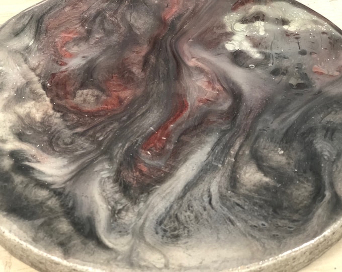 Concrete Lazy Susan / Ottoman Tray Enhanced with a Decorative Epoxy Coating - 10" diameter