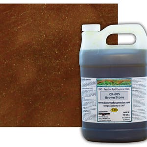 Concrete Stain Professional Easy to Use Acid Stain - Covers  100-400sq ft  Creates Beautiful Highs and Lows Brown Stone (True Brown)
